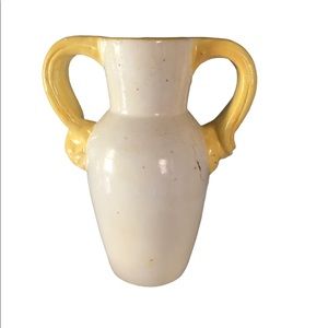 Flower vase yellow and cream ceramic